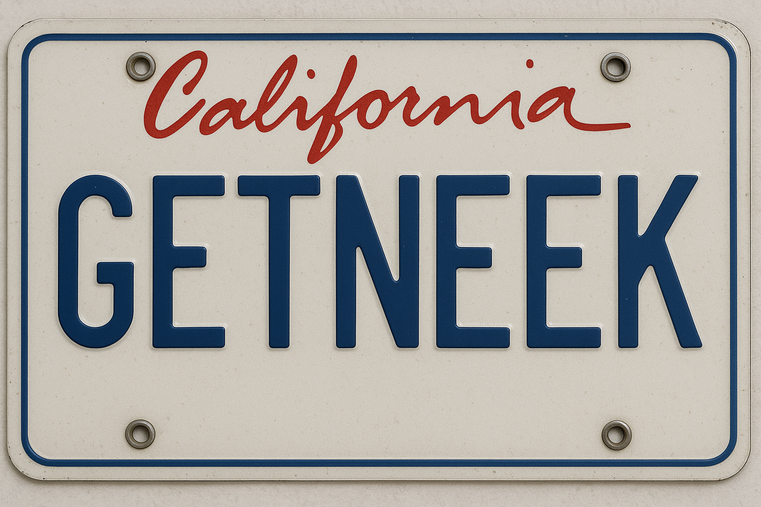 California license plate reading GETNEEK